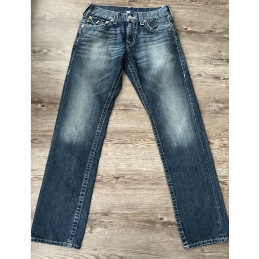 True Religion Slim Jeans Mens 32x34 World Tour Back Flap Pockets